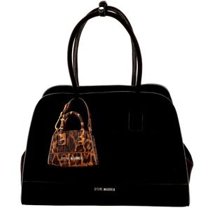 🎀🖤NWT~STEVE MADDEN Bharlii Black Suede Tote Bag